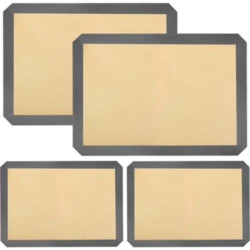 Silicone Baking Mats for Half Baking Sheet Pans Non-Stick Macaron Baking Mats Set,Cookies/Pastry/Bun/Bread Making Mat