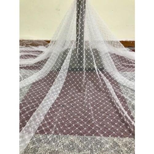 Super Quality Embroidered Nigerian Laces Fabric French Tulle Lace Fabric J-82230 with lots of beads