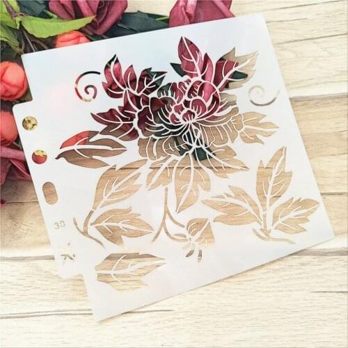 14.1*13cm Leaves rose stencils Cover template spray plastic mold shield DIY cake hollow Embellishment printing lace ruler