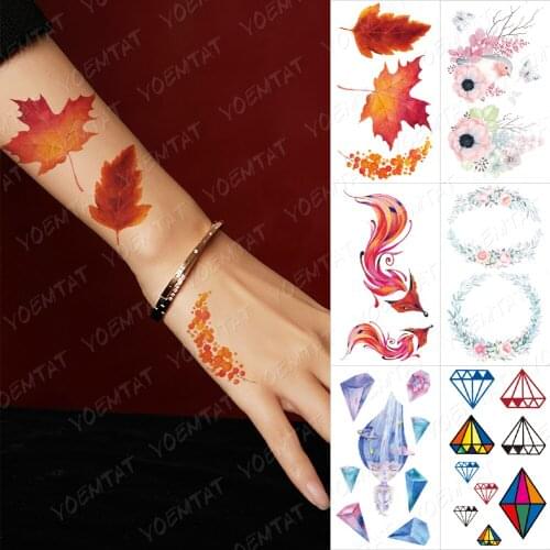 Waterproof Temporary Tattoo Sticker Woman Sexy Red Little Fox Flash Tatto Realistic 3D Diamond Body Art Fake Tatoo Children Kids