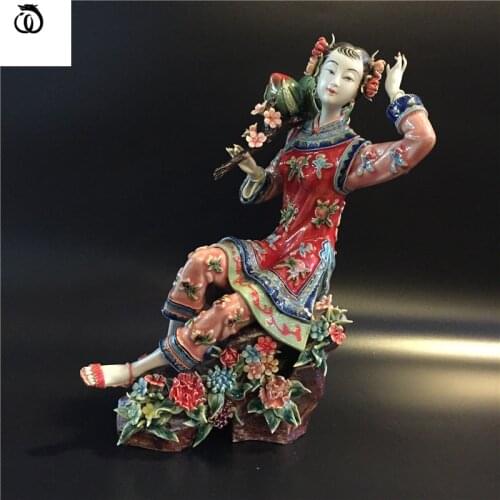 WU CHEN LONG Antiquity Beautiful Women Art Sculpture Beauty Lady Figure Statue Ceramic Craft Chinese Style Home Decoration R6105