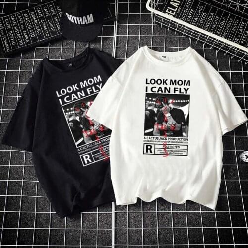 Cactus Jack T-shirt 2021 Man Women Tops LOOK MOM I CAN FLY Travis Scott Tee Harajuku Fashion Hip Hop Graphic Logo Hipster Tees