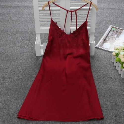 Women Sexy Silk Satin Nightgown Embroidery Flower Nightdress Sleeveless Nighties V-neck Sleepshirt Summer Night Shirt Hot Sale