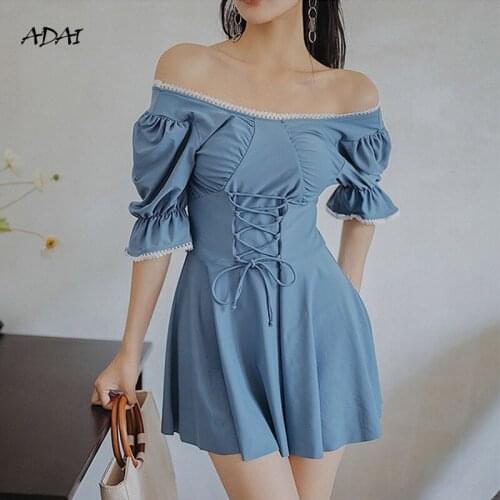 Womens Swimwear 2021 Swimsuit One Piece with Skirt Ruffles Draw String Bikini Backless Bow-knot Summer Bathing Suit Beachwear