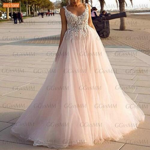 Sexy Pink Prom Dresses 2021 Backless Vestido De Fiesta De Boda Lace Tulle A Line Women Party Gowns Long Robe De Bal Femme Longue