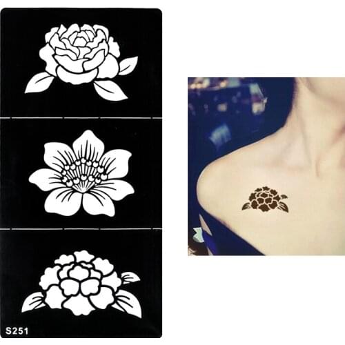 1 PC Exquisite Henna Stencil Tattoo Waterproof Temporary Flower Tattoo for Women Body Art Tattoo Paste Sticker Paper Design S251