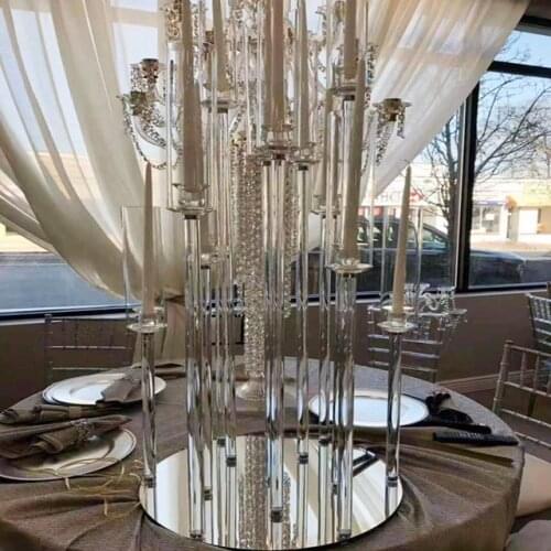 10pcs)60cm tallest acrylic tube candelabra crystal wedding pillar candle holder set yudao142