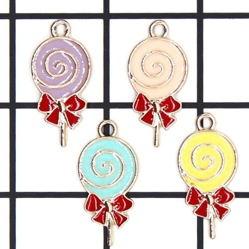 10pcs Candy Charms Lollipop Enamels Alloy Pendant For DIY Quality Fashion Earring Bracelet Necklace Jewelry Findings Gifts XL911