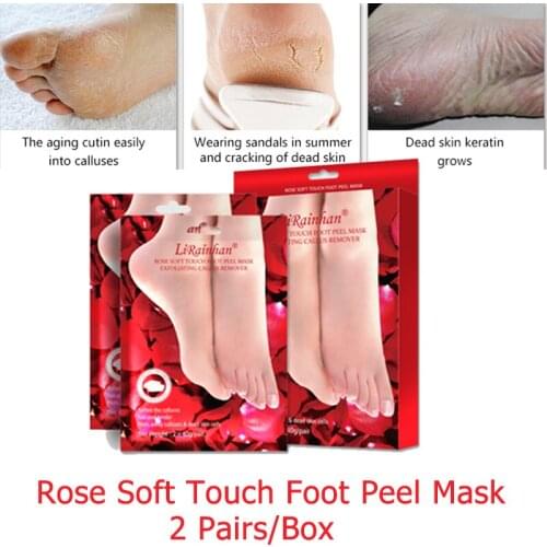 2Pairs=4Pcs Red Ross Moisturize Exfoliating Sock Nourishing And Whiten Feet Spa Socks Foot Pedicure Mask For Women