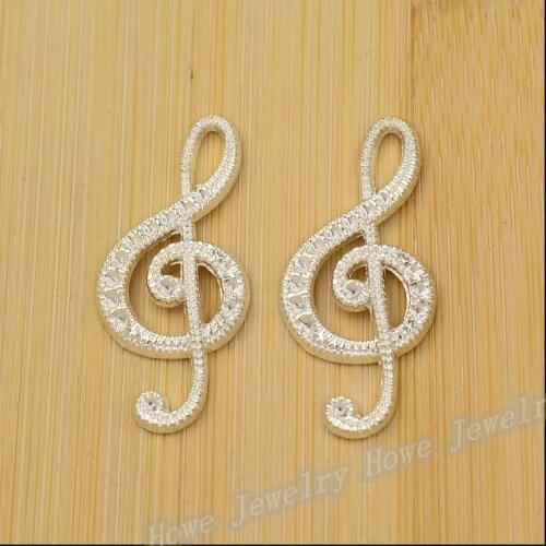 20 pcs quality Bright silver Music notation Pendant fit Charm Women 's Fashion Bracelet Necklace DIY Jewelry Findings JC-602