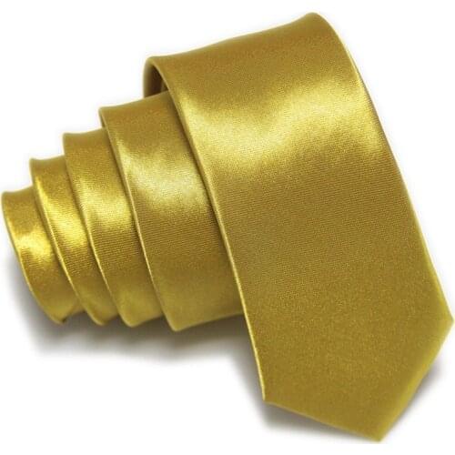 2019 men ties skinny tie solid color gold