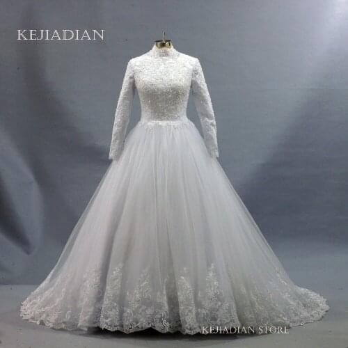 2020 islamic Wedding Dresses Hijab Long Sleeve Muslim Unique Wedding Gowns Kaftan Islamic Hijab Gowns With veil Vestido De Noive