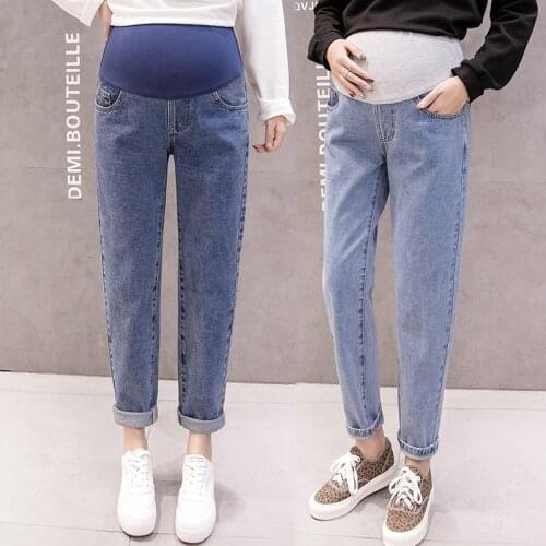 2021 Jeans Pregnancy Abdominal Pants Boyfriend Maternity For Pregnant Women Clothes High Waist Trousers Loose M L XL XXL