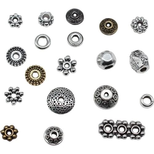 50pcs Spacer Beads DIY Metal Alloy Jewelry Findings Antique Silver Color 7x7mm