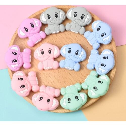 50/100/200pcs Mini Silicone Elephant Beads BPA Free Food Grade Baby Teething DIY Pacifier Chain Rodent Pentagram Bead