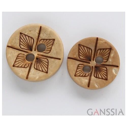 50pcs/lot Coconut Buttons Exquisite and Vintage Style Leaf Pattern 2 Holes Garment Sewing Accessories(ss-703)