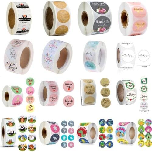 500pcs Flower Thank You Stickers Decoration Labels Roll Scrapbooking For Gift Stationery Sticker Seal Label Handmade Sticker