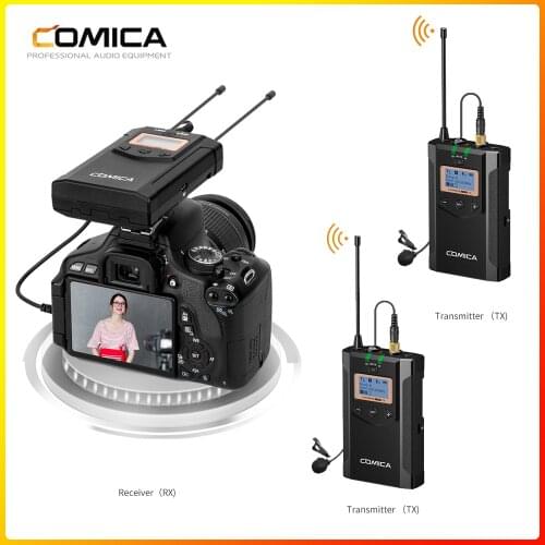 Wireless Lavalier Microphone System Comica CVM-WM100 PLUS Lapel Mic for Canon Nikon Fuji Sony DSLR Cameras,Camcorder,Smartphone