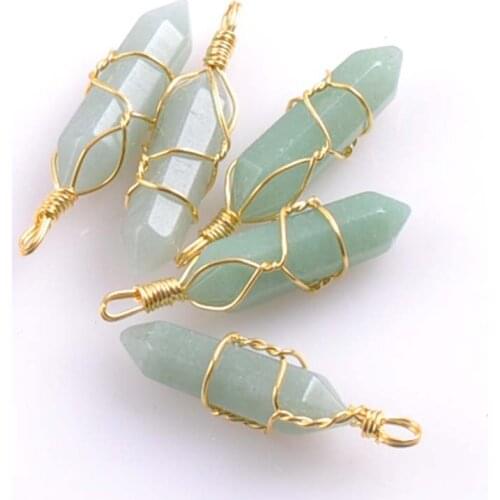 10 pcs Natural Crystal Quartz Healing Point Chakra Stone Pendant Gold Hexagon Moonstone crystal Pendant Necklace women TRS0184