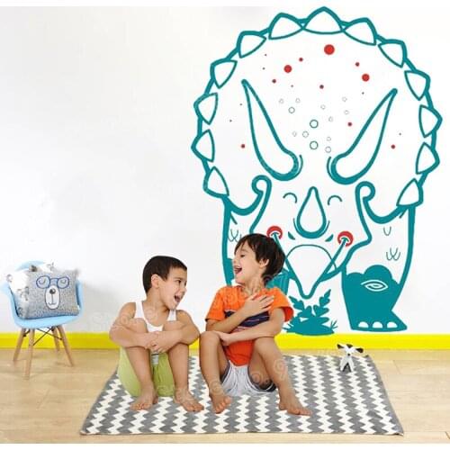 Dino Triceratops Child Wall Stickers Living Room Home Decor Waterproof Vinyl Wall Decals Kids Room adesivo de parede Mural JW350