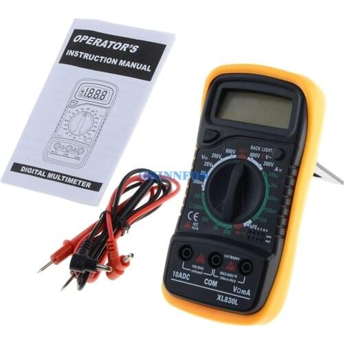 DHL 100PCS Digital Multimeter XL830L Volt Meter Ammeter Ohmmeter Tester Yellow