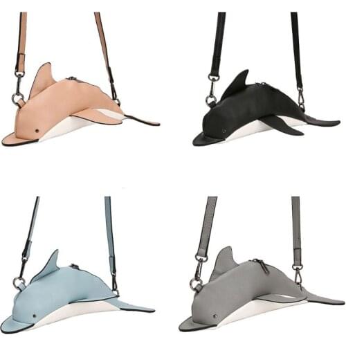 Women Girl Cute Dolphin Shape PU Leather Handbag Shoulder Messenger Crossbody Bag Satchel Tote Purse