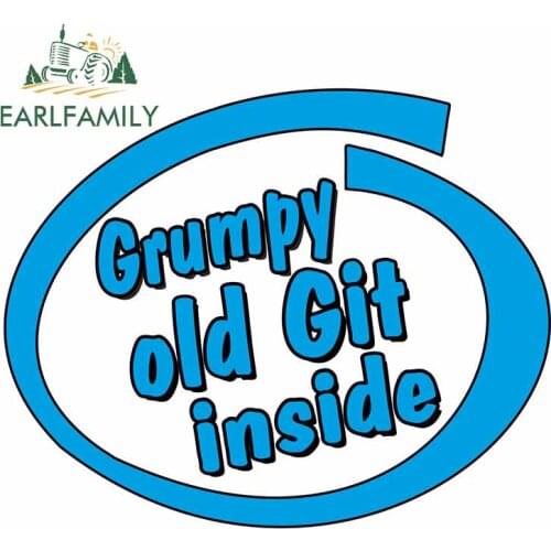 EARLFAMILY 13cm x 10.6cm Funny Grumpy Old Git Inside Slogan with Retro Style Novelty Design Vinyl Car Sticker Window Trunk Decal