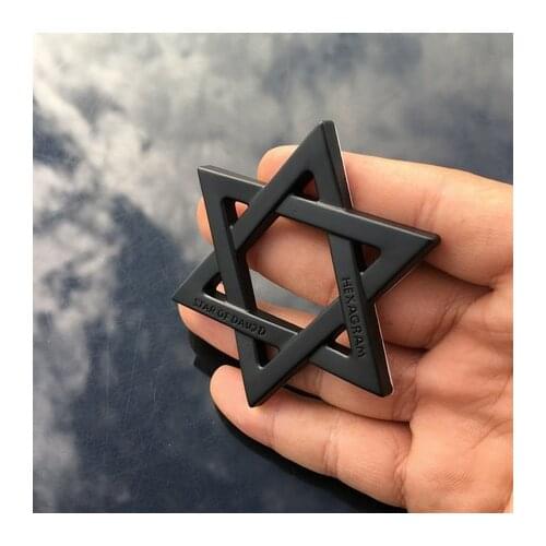 1Pcs Black Metal Star of David Jewish Hexagram Auto Emblem Badge Motorcycle Decals Sticker Car Accessories