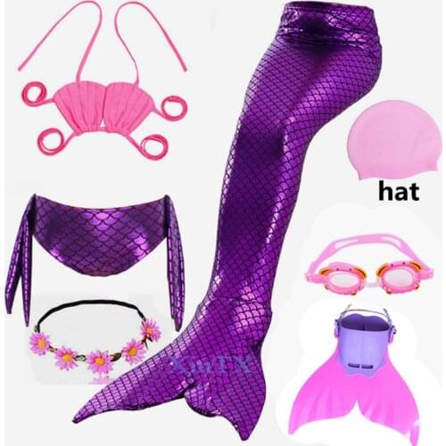Fantasy Kids Girls Holiday Dress Costume Bathing Mermaid Tail Swimsuit with Fin Halloween Little Mermaid Swimsuit Bikini SetSuit