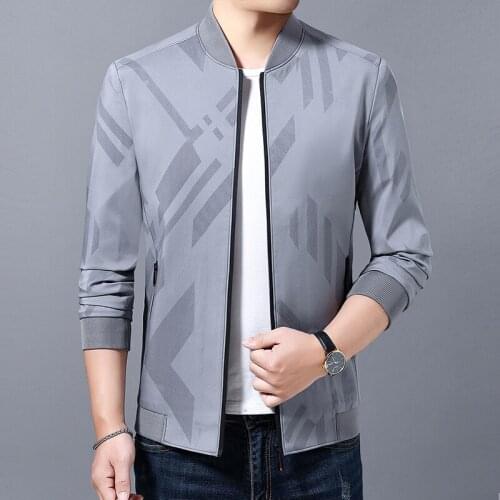 Best Sale Spring Men Fashion Plus size Print Pattern Casual Stand Collar Windbreaker Jacket
