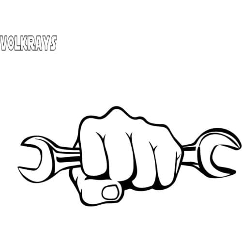 Volkrays Personalized Car Stickers Mechanic Holding A Wrench Funny Decal Motorcycles Automobile Accessories Vinyl,17cm*7cm
