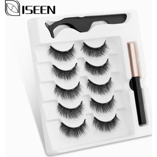 ISEEN Magnetic Eyelashes Natural Curler False Lashes Magnetic Eyeliner&Tweezers Set 3D Fake Lashes Makeup Extension faux cils