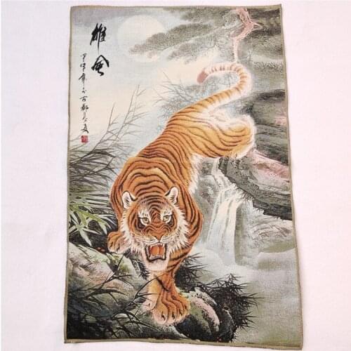 China old Tibet silk Thang ka like hanging painting fengshui tiger statue portrait