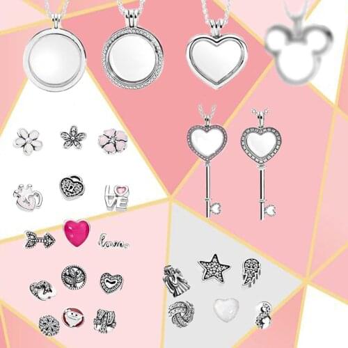 Classic Retro Fashion New S925 Silver Sterling Silver Pendant Magic Box Floating Trumpet My Mouse Circle Heart Key Temperament