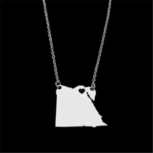 Hot Simple Stainless Steel Egypt Map Pendant Necklace Factory Wholesale World Map Necklaces Jewelry For Arabian women necklace