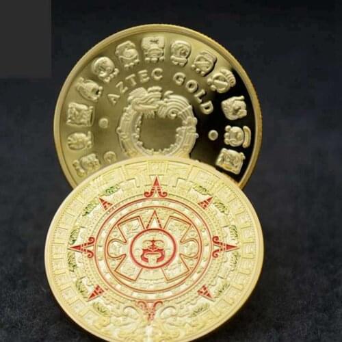 Mexican Maya Aztec Calendar Prophecy Culture Gold Plated Replica Commemorative Coin Collectibles