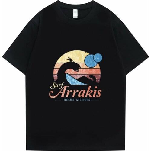 Visit Arrakis Vintage Distressed Surf Dune Tshirt Men Women Oversized Loose T Shirts Mens Short Sleeve Summer Cotton Tees Tops