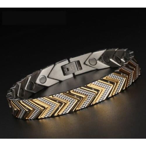 TrustyLan On Sale Golden 316L Stainless Steel Men Jewelry jewellery Fashion Magnet Care Mens Bracelets 2018 Armband Heren Bangle