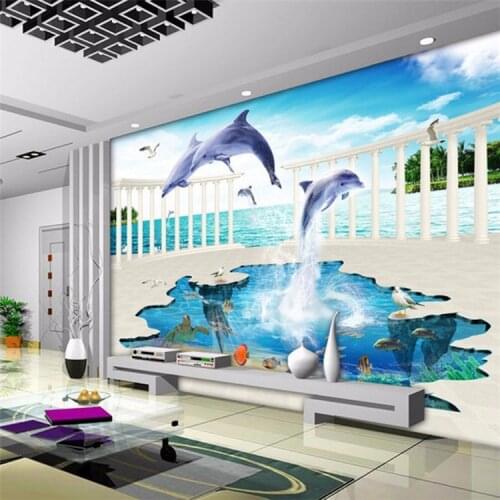 Wallpaper 3D Custom Mural Living Room TV Background Wall Bedroom Children Room Dolphin Seagull Snow World Underwater World