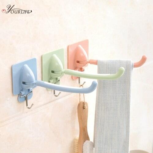 OYOURLIFE Wall Mounted Towel Holder With Hook Multi-function Bathroom Kitchen Towel Rack Rotatable Roll Paper Towel Hanger
