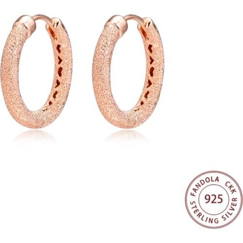 Genuine 925 Sterling Silver Matte Brilliance Hoops Earrings For Women Wedding Earring Fashion Jewelry pendientes