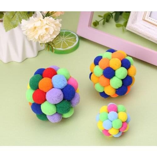 New Pet Cat Toy Colorful Handmade Bells Ball Built-In Catnip Interactive Toy