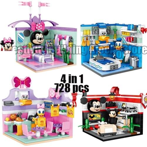 New Disney Mickey Mouse Minnie Cartoon Fantasy Fairy Tale House Building Block Toy Model Childrens Toy Building Block Gift
