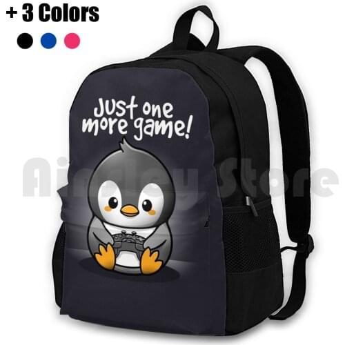 Pengin Just One More Game Outdoor Hiking Backpack Waterproof Camping Travel Penguin Kawaii Cute Humor Pun Just One More Game