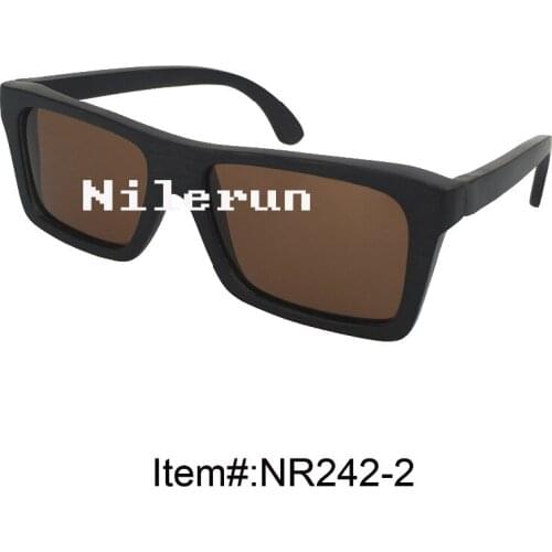Rectangle black bamboo sunglasses