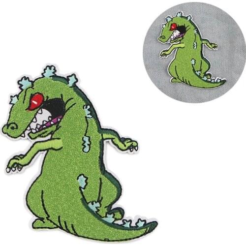R968 1pcs Cranky Dinosaur Cartoon Sticker For Clothing Application Patches On Clothes Iron Embroidered Patch For Backpack Badge
