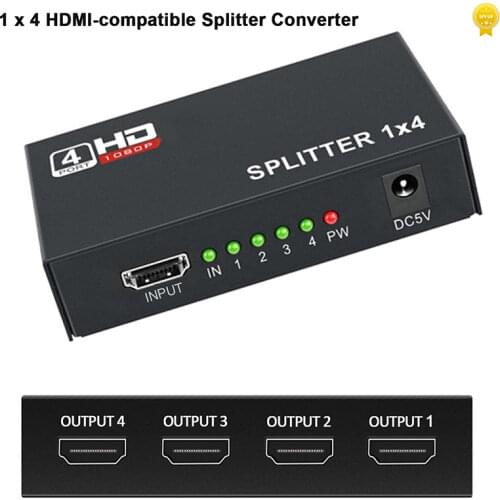 Hdmi Splitter 1 in 4 Out V1.4b Hdmi Video Splitter Amplifier with Mirror Screen Monitor Supports Ultra HD 1080P and 3D for HDTV