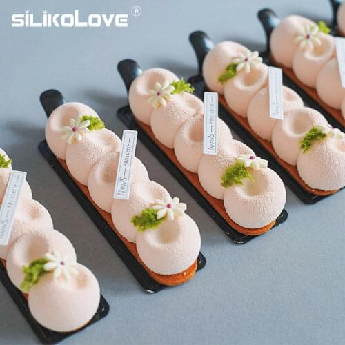 SILIKOLOVE 6 Cavity Silicone Mousse Cake Mould Diy Decorating Chocolate Brownie Make Dessert Wedding Party Tool