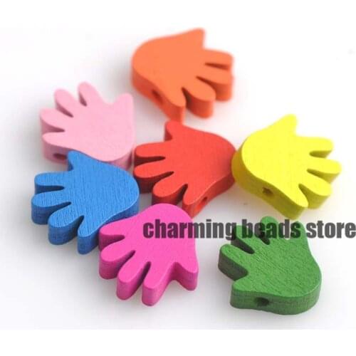 Mixed hand pattern Wooden Spacer Beads For Jewelry making 17x17mm 50pcs MT0035X