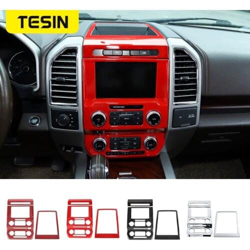 TESIN Car Emergency Light Switch Central Control Navigation Panel Storage Lattice Frame Decor Cover Stickers For Ford F150 2015